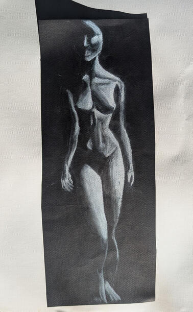 charcoal body study done on paper: 11x3in 2022