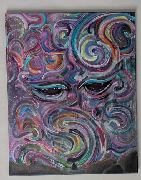 cosmic temptation 2023: 20x18 acrylic on canvas